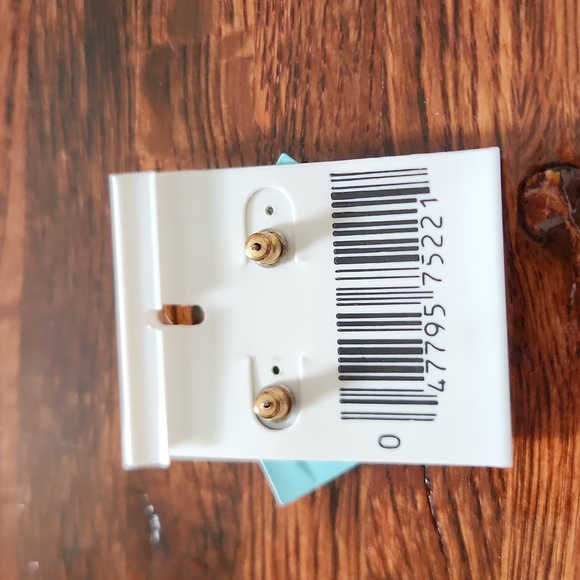 Vintage Golden Key Light Blue Pierced Earrings - Picture 2 of 3